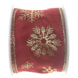 Ditipo Stuha látková s drátkem červená zlaté vločky 2 m x 40 mm