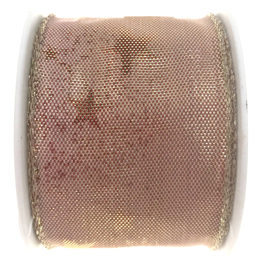 Ditipo Stuha látková s drátkem starorůžová s hvězdami 2 m x 40 mm