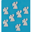 Anděl stříbrný akryl s glitry 3 cm, 8 kusů v krabičce