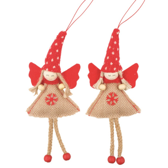 Anděl jutový, na pověšení na zavěšení 15 cm 1 kus