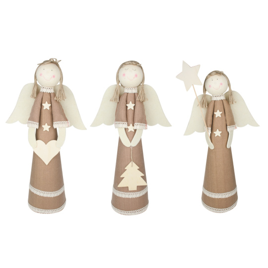 Anděl jutový s krajkou, na postavení 47 cm 1 kus