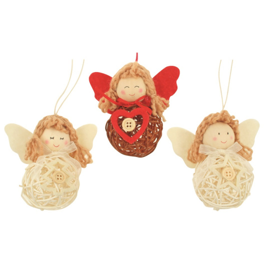 Anděl ratanový na zavěšení 9 cm 1 kus Anděl ratanový na zavěšení 9 cm 1 kus