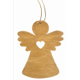 Anděl dřevěný závěsný, světle hnědý 8 cm