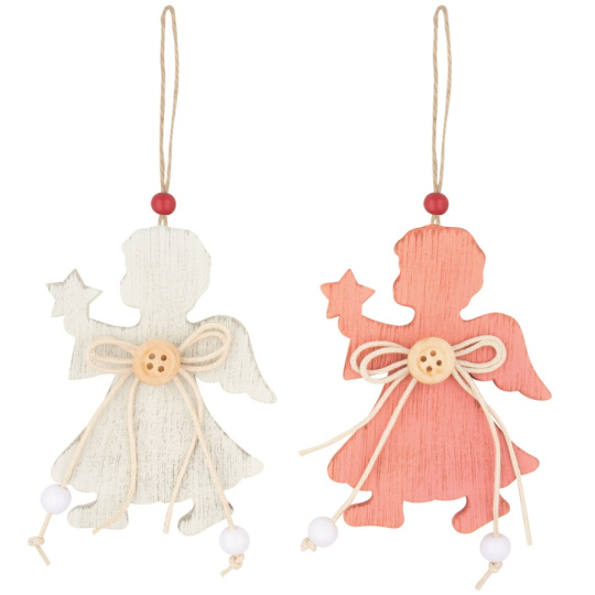 Anděl dřevěný + knoflík, na pověšení 8 cm 1 kus