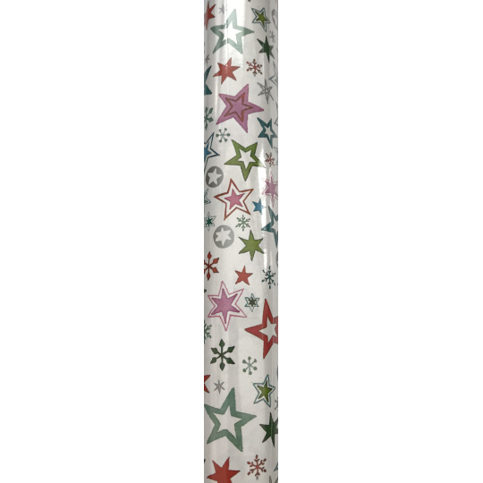 Zoewie Dárkový balicí papír 70 x 500 cm Vánoční bílý - barevné hvězdy