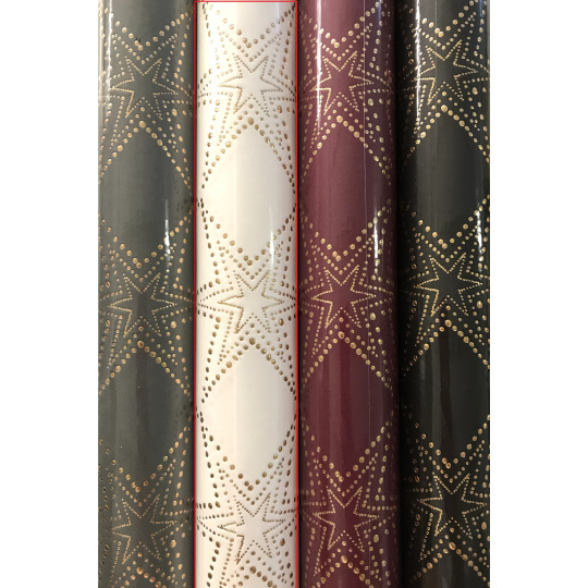 Zoewie Dárkový balicí papír 70 x 150 cm Vánoční Luxusní Noble Stars s ražbou bílý zlaté hvězdy