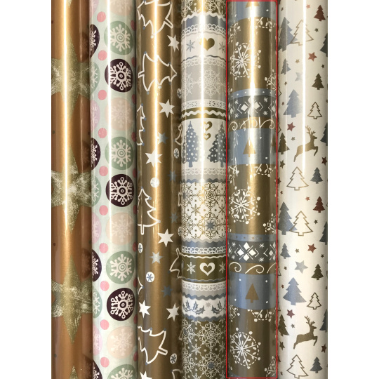 Zoewie Dárkový balicí papír 70 x 150 cm Vánoční zlato stříbrné pruhy