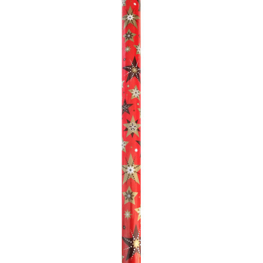 Zoewie Dárkový balicí papír 70 x 500 cm Vánoční červený, hnědé, zlaté hvězdy