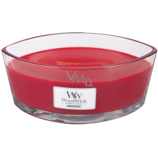 WoodWick Pomegranate - Granátové jablko vonná svíčka s dřevěným širokým knotem a víčkem sklo loď 453 g