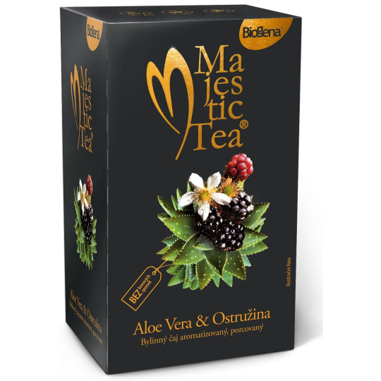 Biogena Majestic Aloe Vera & Ostružina aromatizovaný bylinný čaj, porcovaný nálevové sáčky 20 x 2,5 g