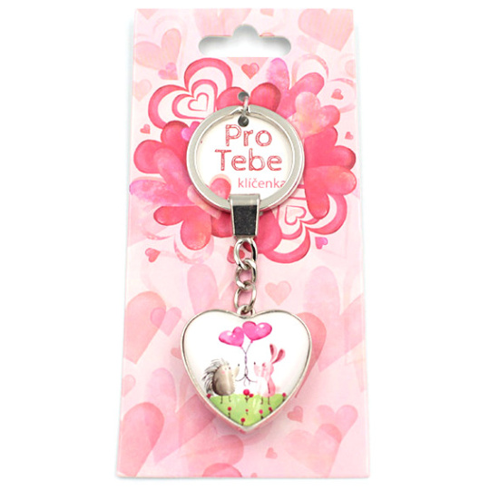 Nekupto Pro Tebe Klíčenka srdce Zvířátka 8,5 x 3,5 cm