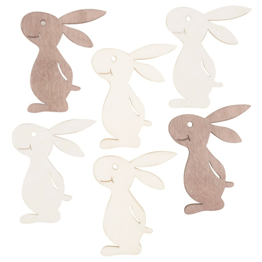 Zajíci dřevění 6 cm, 6 kusů