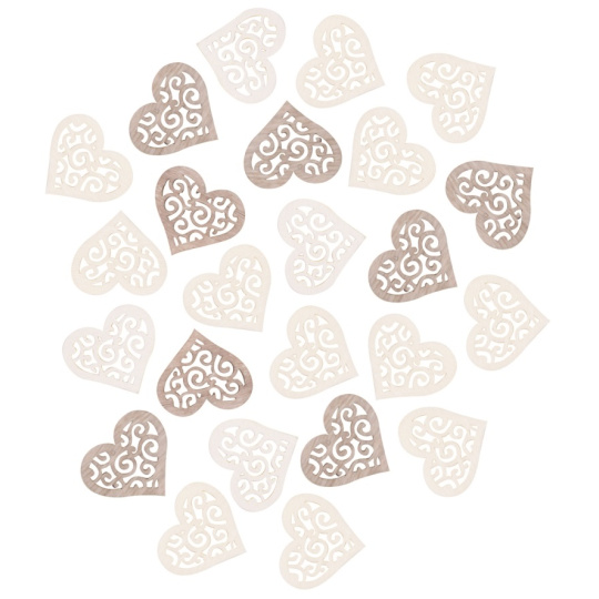 Srdíčka dřevěná 2 cm, 24 kusů