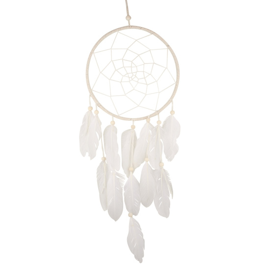 Lapač snů s peříčky bílý 62 cm