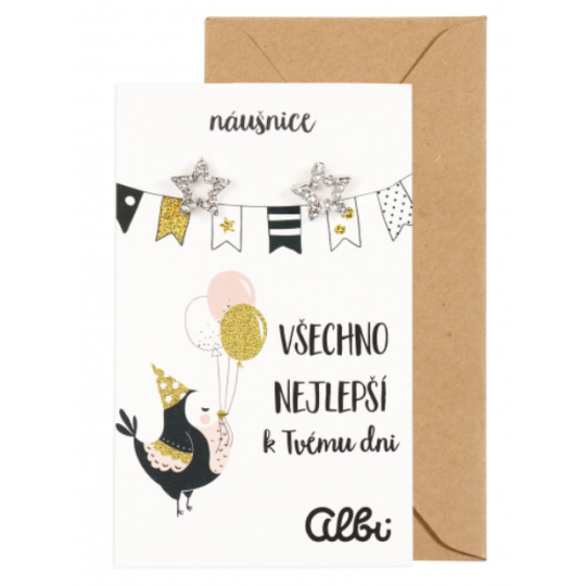 Albi Dárkový šperk náušnice Všechno nejlepší 1 pár