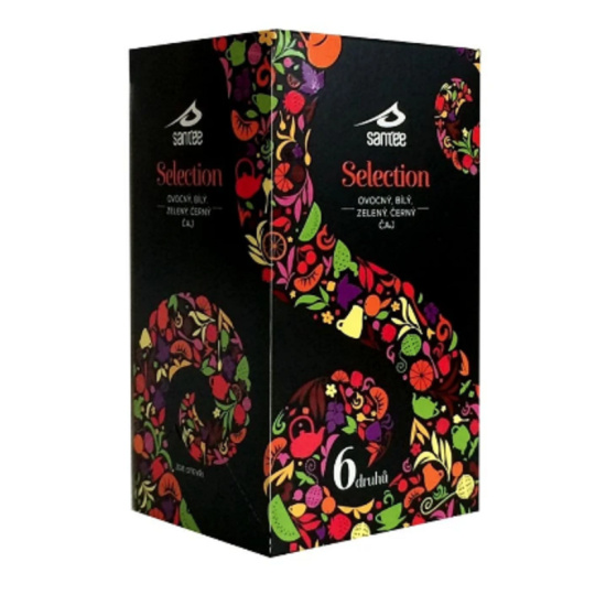 Santée Selection Mix čajů Květ černého bezu + Meloun-jahoda + Mandarinka-opuncie + Bílý čaj třešeň + Zelený čaj Černý rybíz + Černý čaj Pomeranč, bergamot 38,25 g