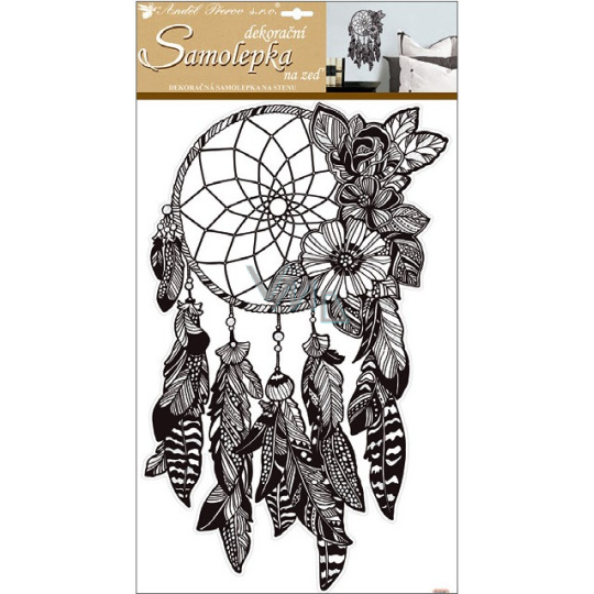 Samolepky na zeď mandala lapač snů s glitry 60 x 32 cm