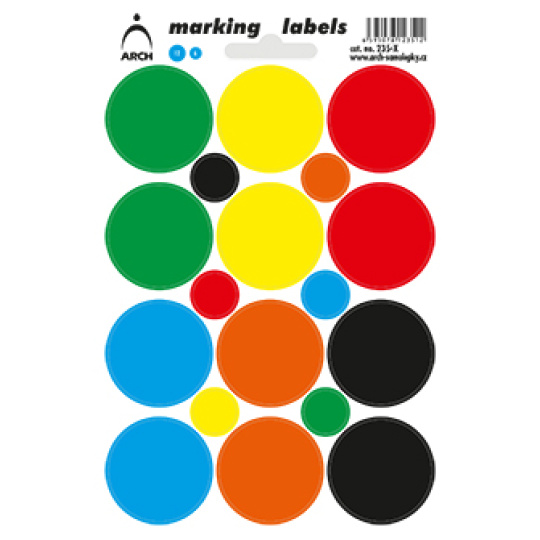 Arch Samolepicí označovací kolečka 33 mm Multicolor 17,5 x 12 cm