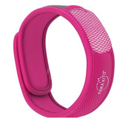 Parakito Repelentní náramek proti komárům Barevný růžový přírodní, znovuplnitelný, voděodolný,ochrana 24h /den - 15 dní na náplň + dvě náplně