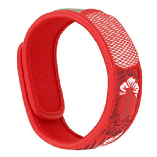 Parakito Repelentní náramek proti komárům Grafický Havaj červený přírodní, znovuplnitelný, voděodolný,ochrana 24h /den - 15 dní na náplň + dvě náplně
