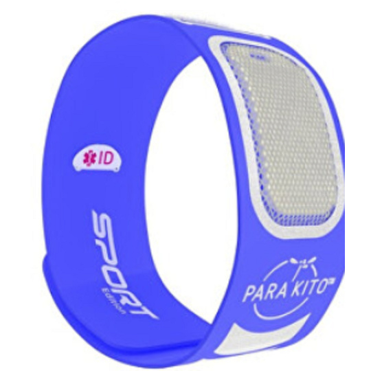 Parakito Repelentní náramek proti komárům Sport modrý přírodní, znovuplnitelný, voděodolný,ochrana 24h /den - 15 dní na náplň + dvě náplně