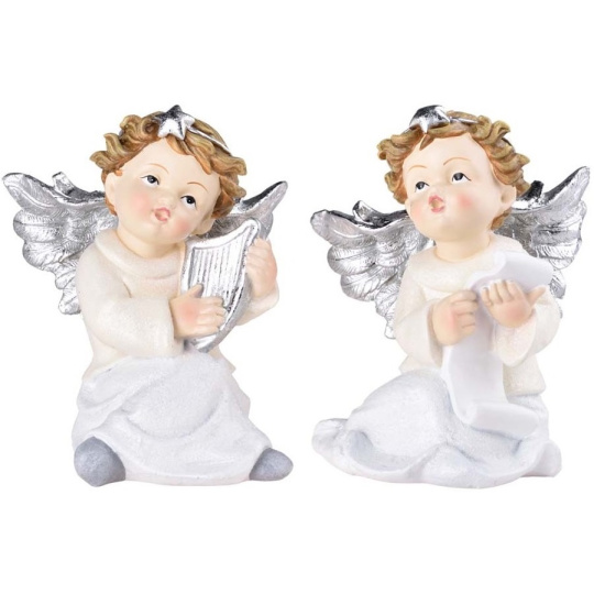 Anděl sedící polystone mix 60 x 85 mm