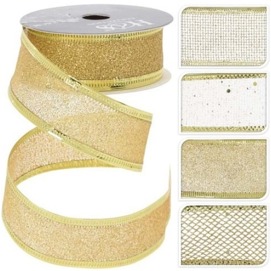 Stuha zlatá mix 2700 x 25 mm