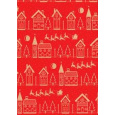 Ditipo Dárkový balicí papír 70 x 200 cm Vánoční KRAFT červený béžové domečky