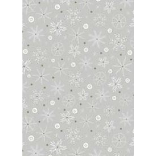 Ditipo Dárkový balicí papír 70 x 200 cm Vánoční stříbrný bílo-zlaté vločky