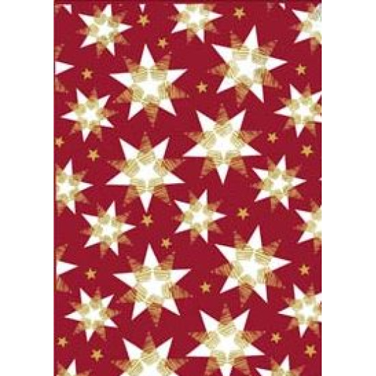 Ditipo Dárkový balicí papír 70 x 200 cm Vánoční vínový bílo-zlaté hvězdy