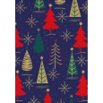 Ditipo Dárkový balicí papír 70 x 200 cm Vánoční modrý zlaté, zelené a červené stromky