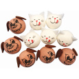Hlavičky z buničiny pes a kočka 3 cm 10 kusů