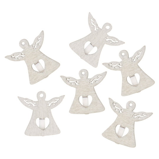 Anděl dřevěný na kolíčku bílý 3 cm 6 kusů