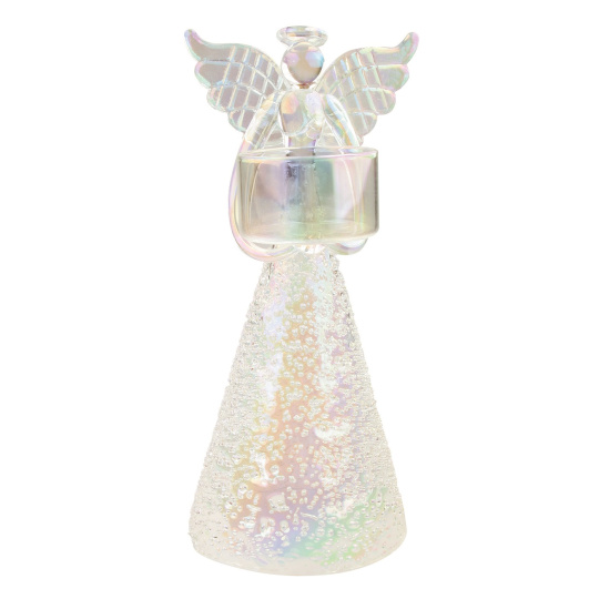 Anděl skleněný na svíčku bílý 19 cm