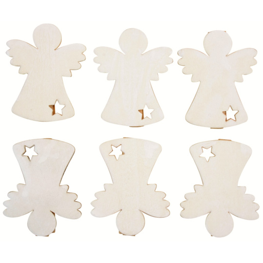 Anděl dřevěný na kolíčku 6 cm 6 kusů