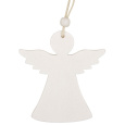Anděl dřevěný závěsný bílý 9 cm 2 kusy