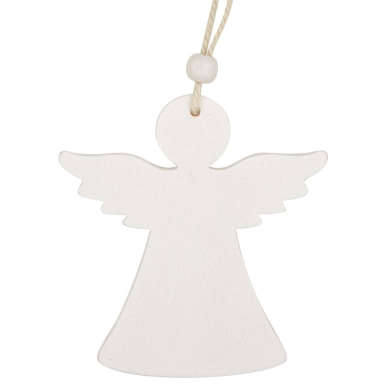 Anděl dřevěný závěsný bílý 9 cm 2 kusy