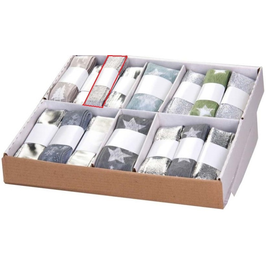 Ditipo Stuha látková s drátkem šedá se stříbrnou nitkou 4 m x 15 mm