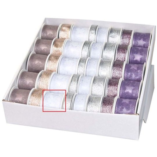 Ditipo Stuha látková s drátkem bílá s hvězdami 2 m x 40 mm