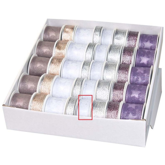 Ditipo Stuha látková s drátkem bílá s hvězdami 3 m x 25 mm