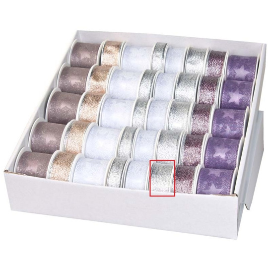 Ditipo Stuha látková s drátkem stříbrná lesklá 3 m x 25 mm