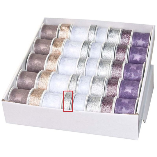 Ditipo Stuha látková s drátkem stříbrná lesklá 4 m x 15 mm