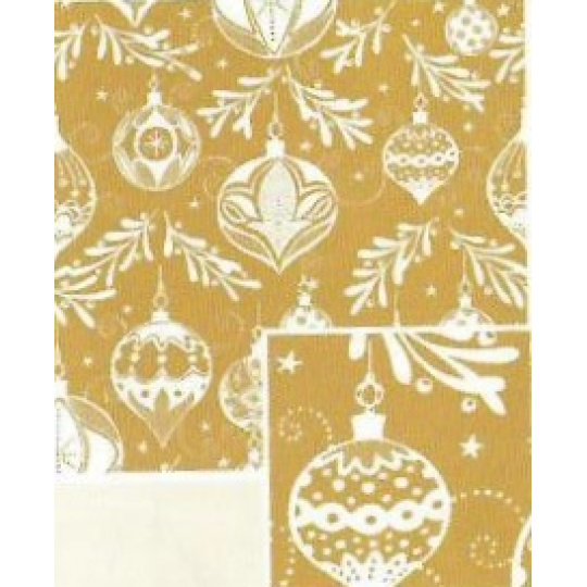 Nekupto Dárkový balicí papír 70 x 200 cm Vánoční Zlatý s bílými baňkami