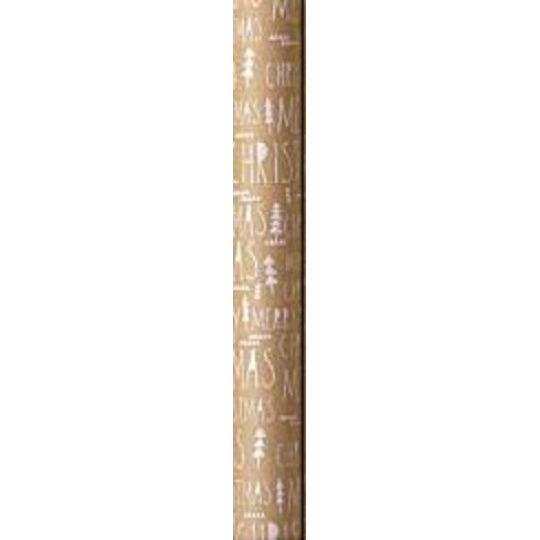 Zoewie Dárkový balicí papír 70 x 150 cm Vánoční Scandi Style přírodní bílý nápis Merry Christmas, stromečky