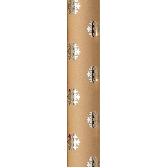 Zoewie Dárkový balicí papír 70 x 150 cm Vánoční Shining Moments přírodní se stříbrnými vločkami