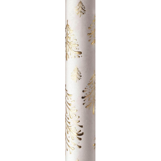 Zoewie Dárkový balicí papír 70 x 150 cm Vánoční Luxusní White Christmas bílý - zlaté stromy