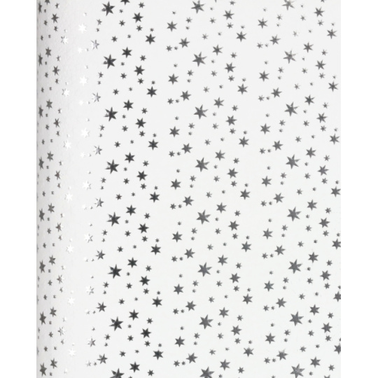 Zoewie Dárkový balicí papír 70 x 150 cm Vánoční Luxusní White Christmas bílý - stříbrné hvězdičky