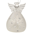 Anděl skleněný svítící LED 10 cm na postavení