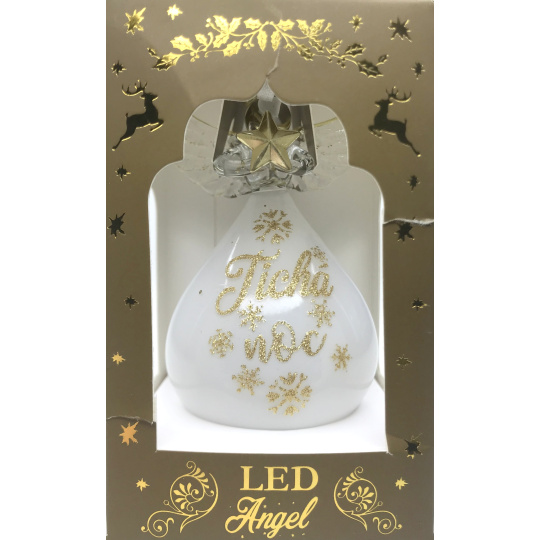 Epee Vánoční anděl s LED zlatý - Tichá noc na zavěšení 10 cm