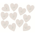 Srdce dřevěné s lepíkem bílé 3 cm, 12 kusů